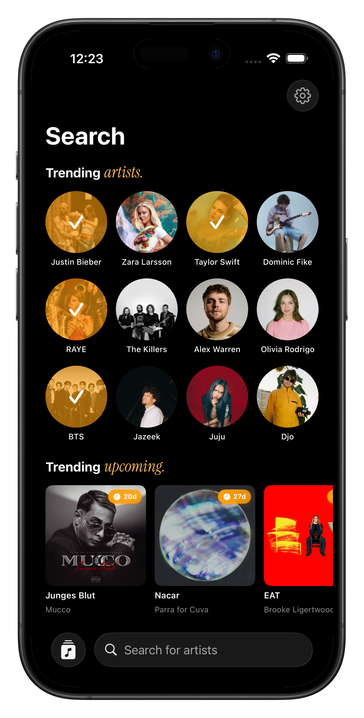 Search and discover artists