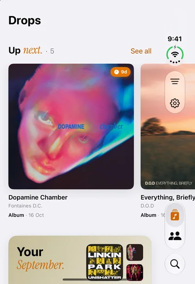 Die Drops-Timeline auf dem Außendisplay des iPhone Duo